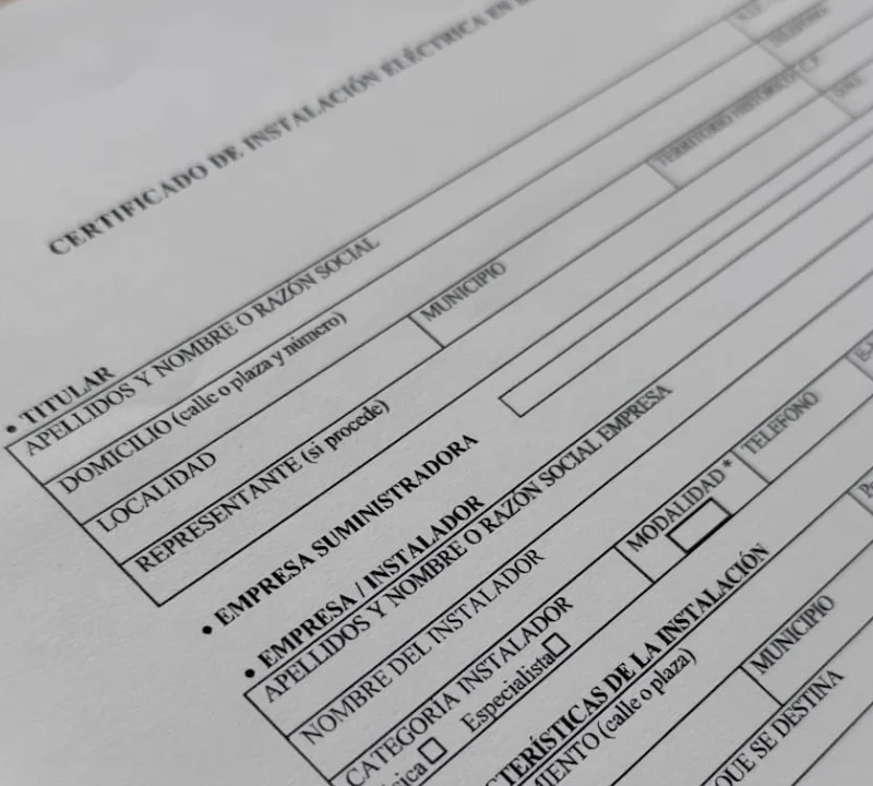 Certificado eléctrico CIE en Bilbao - ejemplo